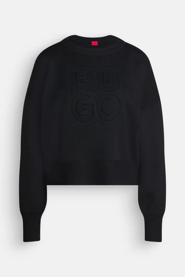 HUGO Wollmix-Pullover 'Sisminye' schwarz