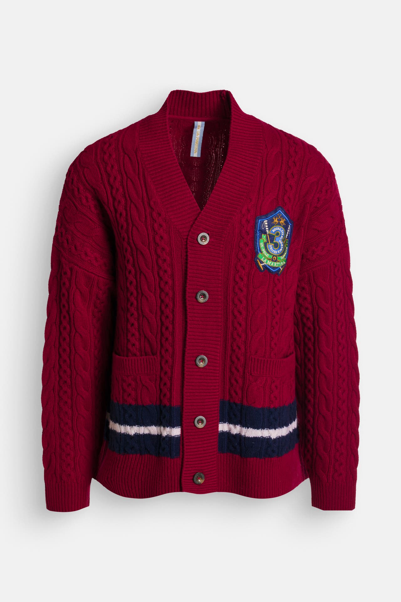 LA MARTINA Wollmix-Strickjacke dunkelrot, Bild 1