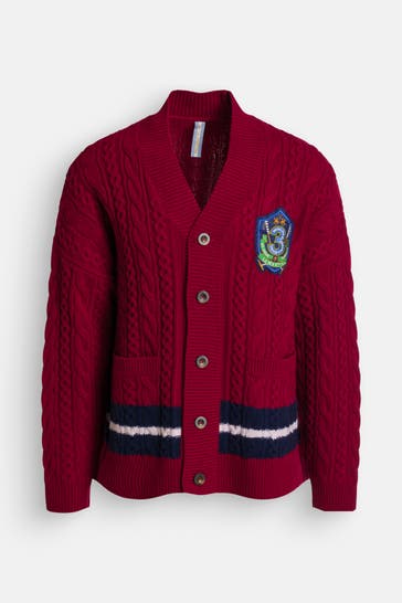 LA MARTINA Wollmix-Strickjacke dunkelrot
