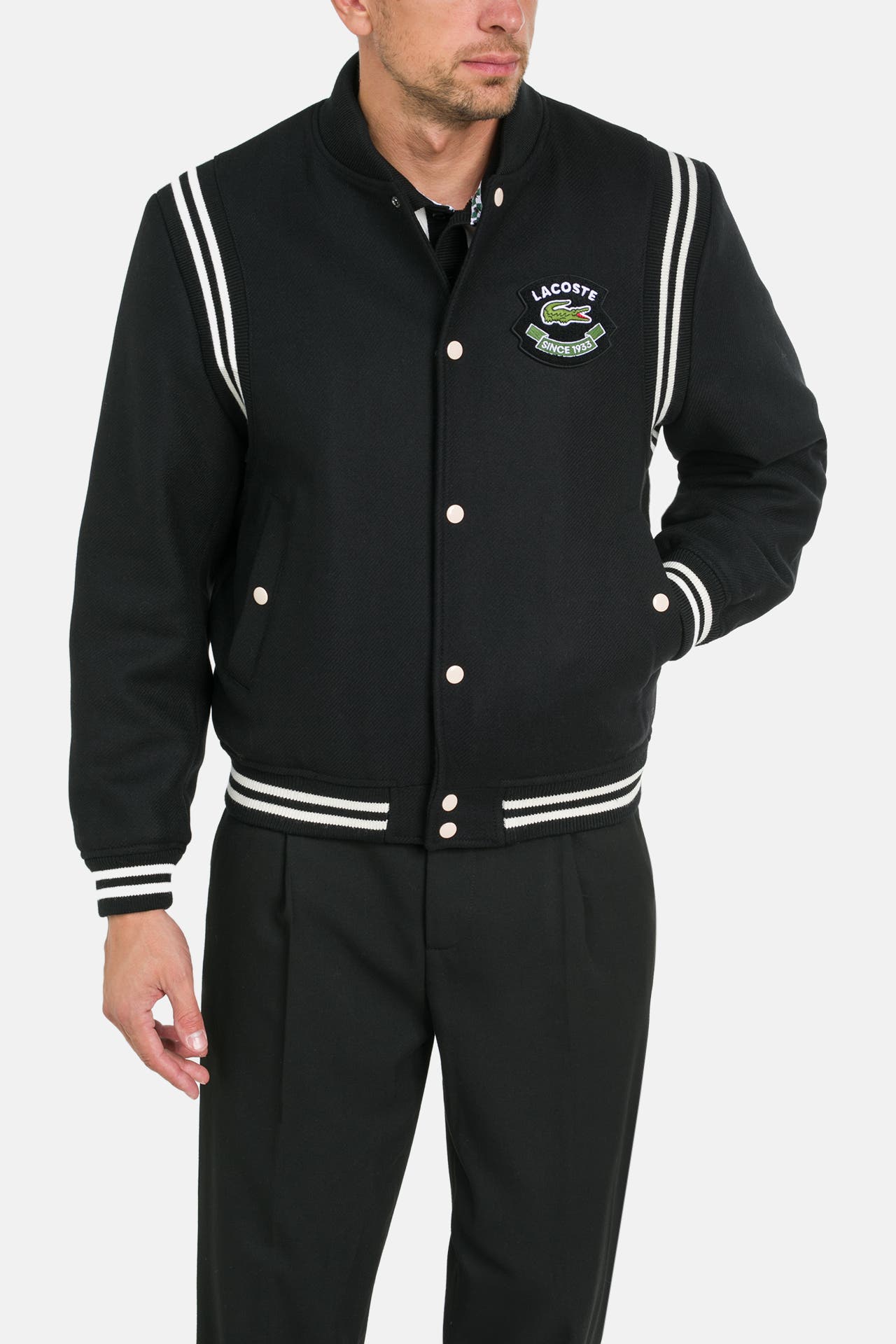 LACOSTE Wollmix-Collegejacke schwarz, Bild 1