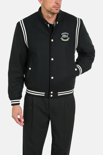 LACOSTE Wollmix-Collegejacke schwarz