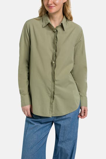 0039 ITALY Blusentop 'Mira Frill' graugrün