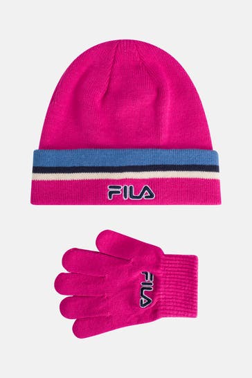FILA Set: Strickmütze und Handschuhe