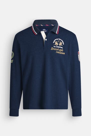 LA MARTINA Longsleeve-Polo schwarzblau
