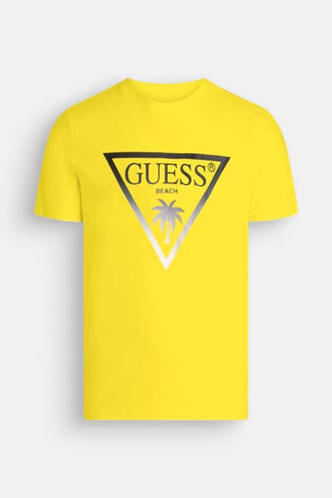 GUESS T-Shirt 'Triangle Palm' sonnengelb