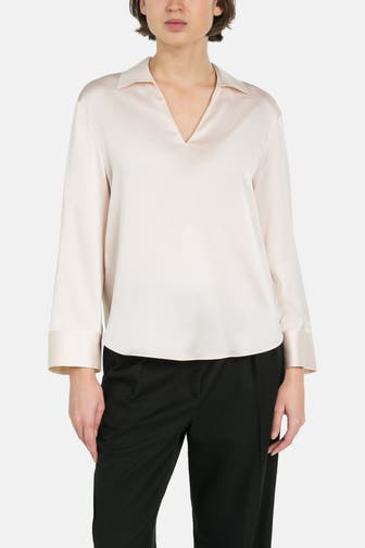 HERZENSANGELEGENHEIT Seidenmix-Bluse beige