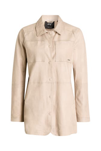 MAZE Leder-Bluse beige