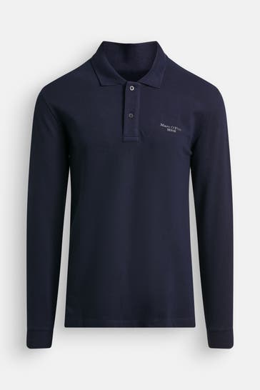 MARC O'POLO DENIM Langarm-Polo dunkelblau