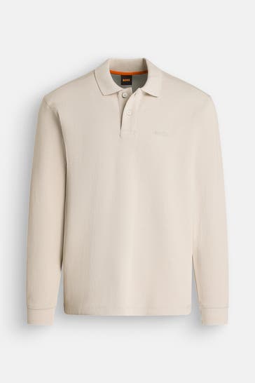 BOSS ORANGE Langarm-Polo sand
