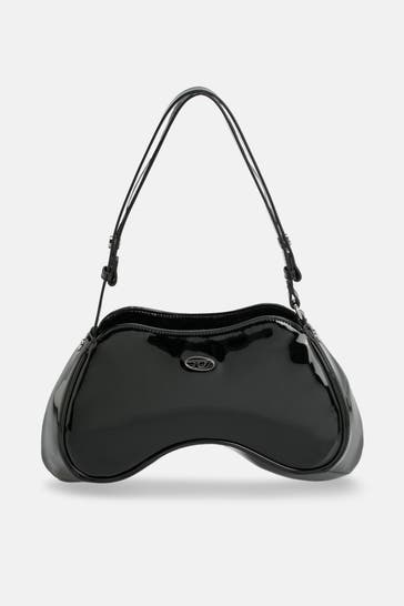 DIESEL Lack-Schultertasche schwarz