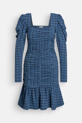 GANNI Kleid blau kariert