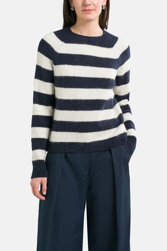 BOSS Strickpullover 'Febisan' nachtblau gestreift