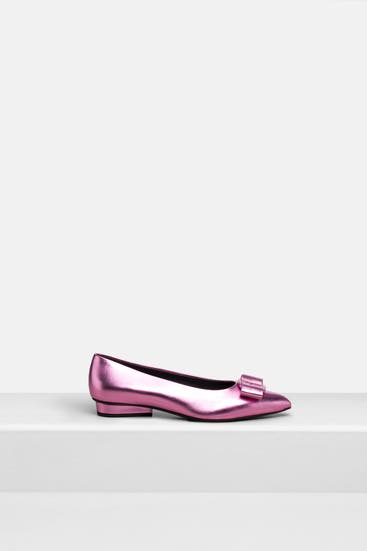 FERRAGAMO - Leder-Ballerinas 'Viva' pink