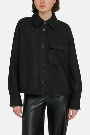 MARC O'POLO Wollmix-Overshirt schwarz