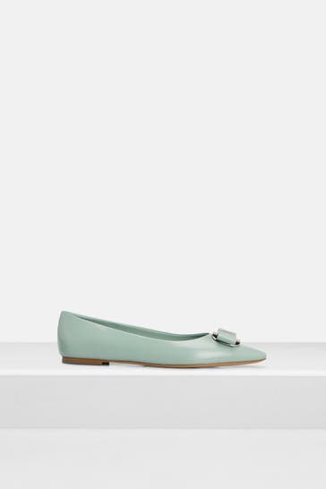 FERRAGAMO Ballerinas 'Vara J Agnello' smaragdgrün