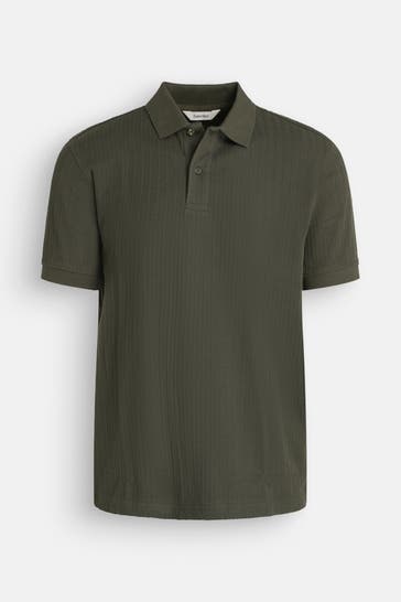 SELECTED Strick-Polo dunkelgrün