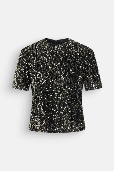 TED BAKER Pailletten-Shirt schwarz