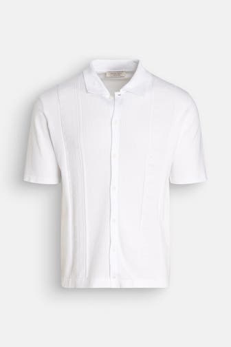 WOOL & CO Strick-Kurzarmhemd weiß
