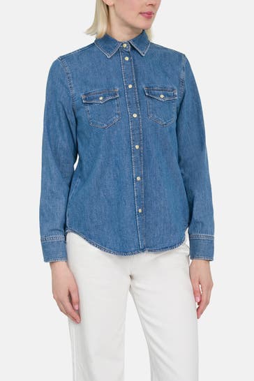 GANT Jeansbluse blau