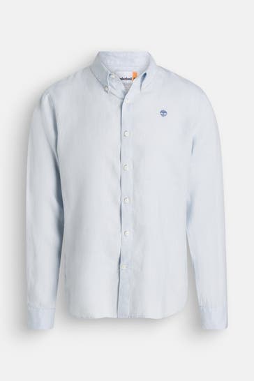 TIMBERLAND Leinen-Hemd hellblau Slim Fit