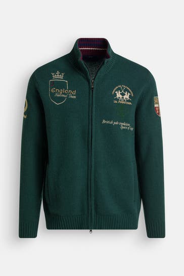 LA MARTINA Wollmix-Strickjacke dunkelgrün
