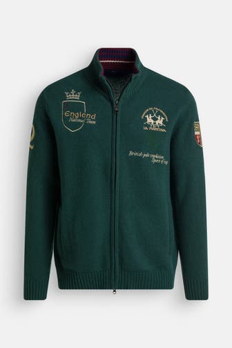 LA MARTINA Wollmix-Strickjacke dunkelgrün