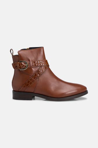 GEOX Leder-Stiefeletten 'Donna Brogue' cognac