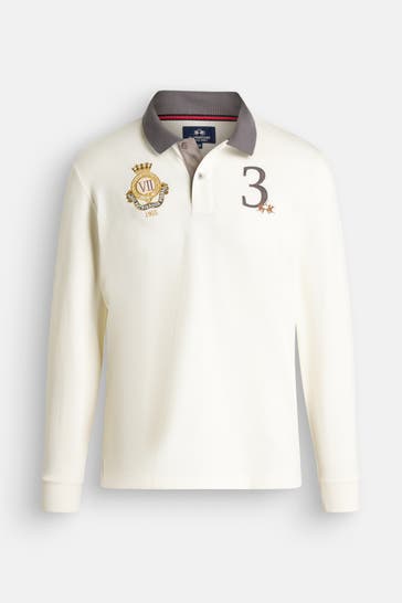 LA MARTINA Longsleeve-Polo ecru