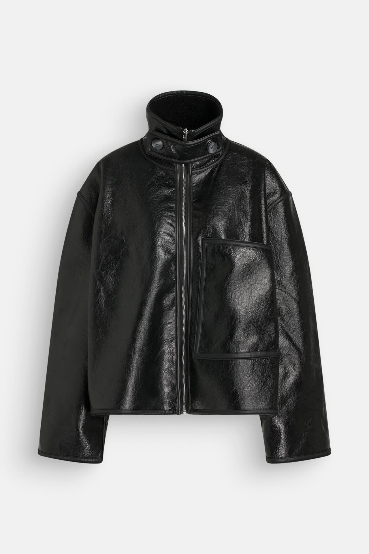 BLACK PALMS Lederimitatsjacke 'Curly' schwarz, Bild 1