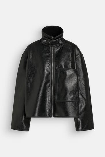 BLACK PALMS Lederimitatsjacke 'Curly' schwarz