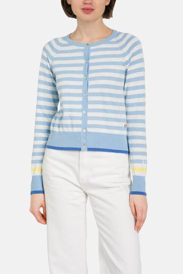 FRIEDA & FREDDIES NY Strickjacke hellblau gestreift