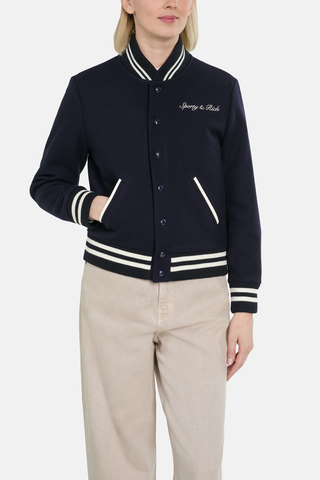SPORTY & RICH Wollmixjacke 'Syracuse' dunkelblau, Bild 1