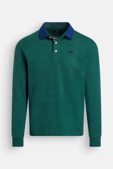 LA MARTINA Langarm-Polo dunkelgrün