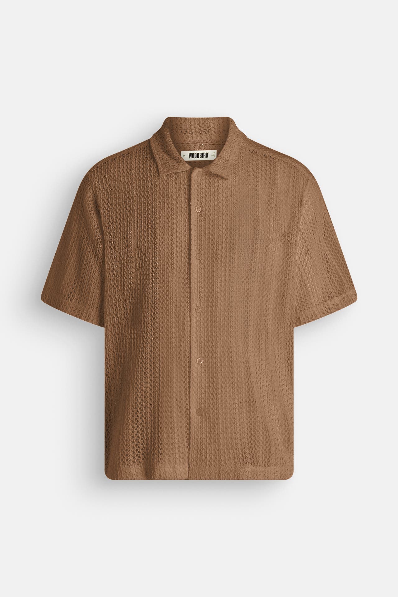 WOODBIRD Kurzarmhemd 'Wang Lace' braun, Bild 1