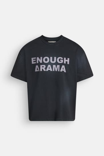ROUGH. T-Shirt 'Enough Drama' schwarz