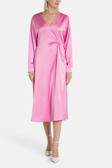 RIANI Pink satin Midi Dress