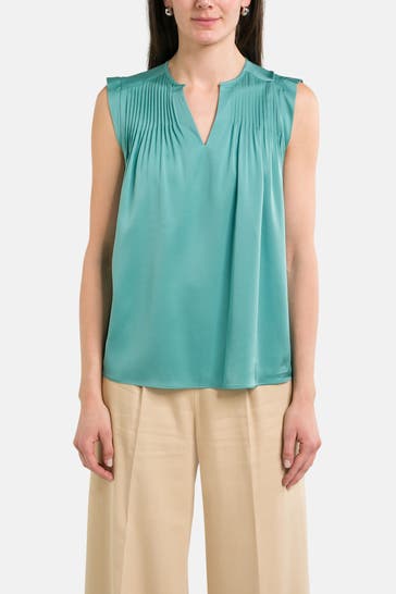 BOSS Seiden-Blusentop 'Binalli' meergrün