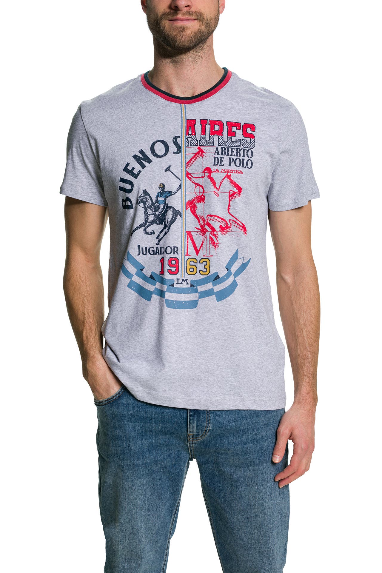 La Martina Grigio Cotton Men T-Shirt