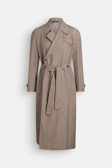 EMPORIO ARMANI Leinen-Trenchcoat greige