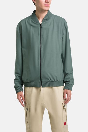 HUGO Wollmix-Blouson smaragdgrün