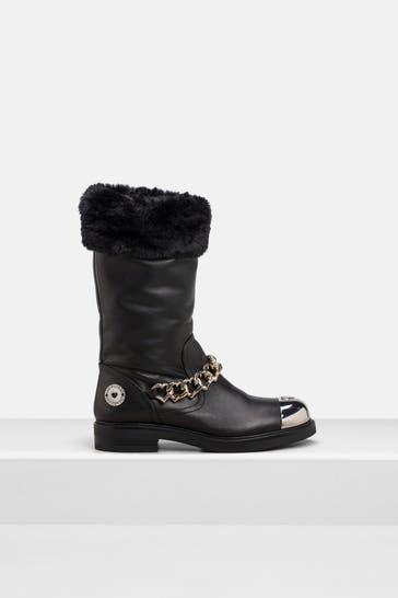 LOVE MOSCHINO Leder-Boots schwarz