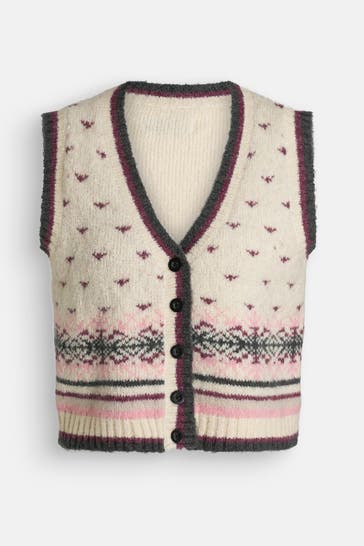 LOLLYS LAUNDRY Wollmix-Strickweste 'Ina' gemustert