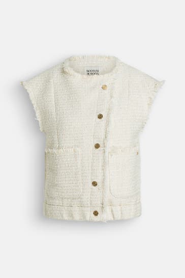 SCOTCH & SODA Bouclé-Weste offwhite