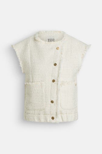 SCOTCH & SODA Bouclé-Weste offwhite