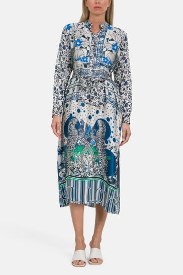 MISS GOODLIFE Kleid 'Flower Leopard' blau gemustert