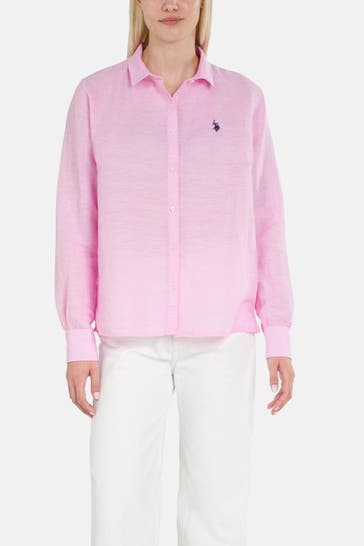 U.S. POLO ASSN. Leinenmix-Bluse pink