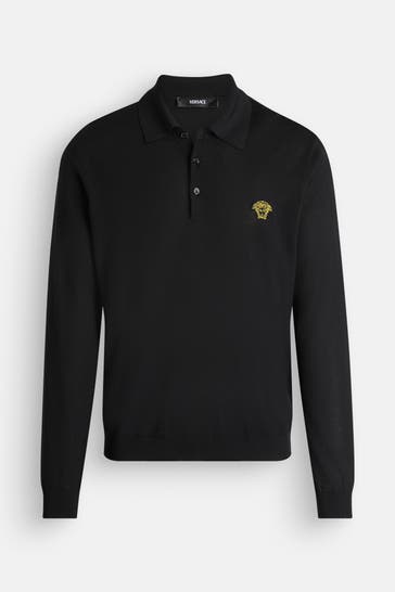 VERSACE Langarm-Polo schwarz