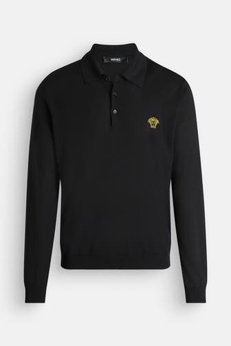 VERSACE Langarm-Polo schwarz