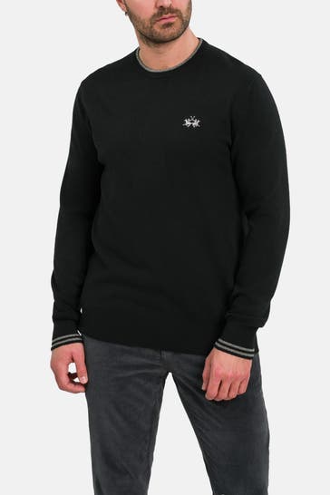 LA MARTINA Wollmix-Pullover 'Tiger's Eye' schwarz