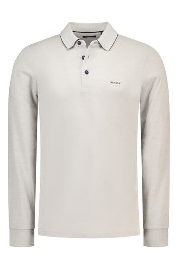 NEW ZEALAND AUCKLAND Langarm-Polo hellgrau